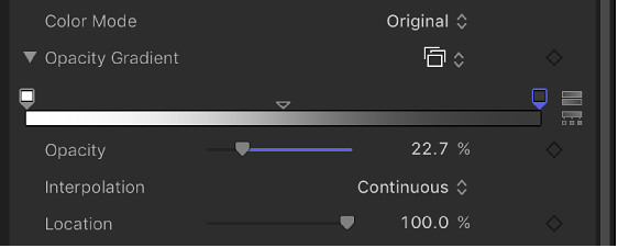 Opacity gradient editor in Inspector