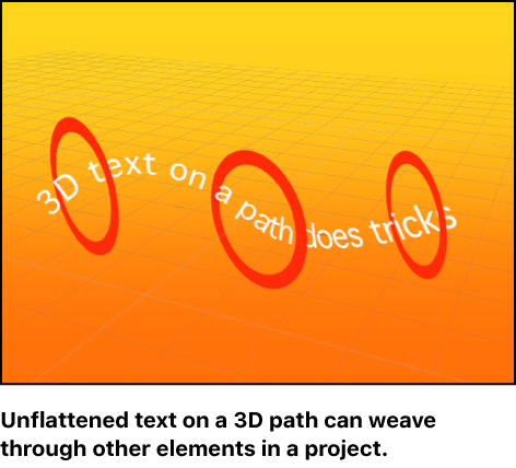 Canvas showing text object weaving in and out of other elements in a 3D group