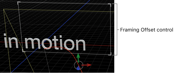 Canvas showing onscreen controls for Camera Framing behavior’s Framing Offset parameter