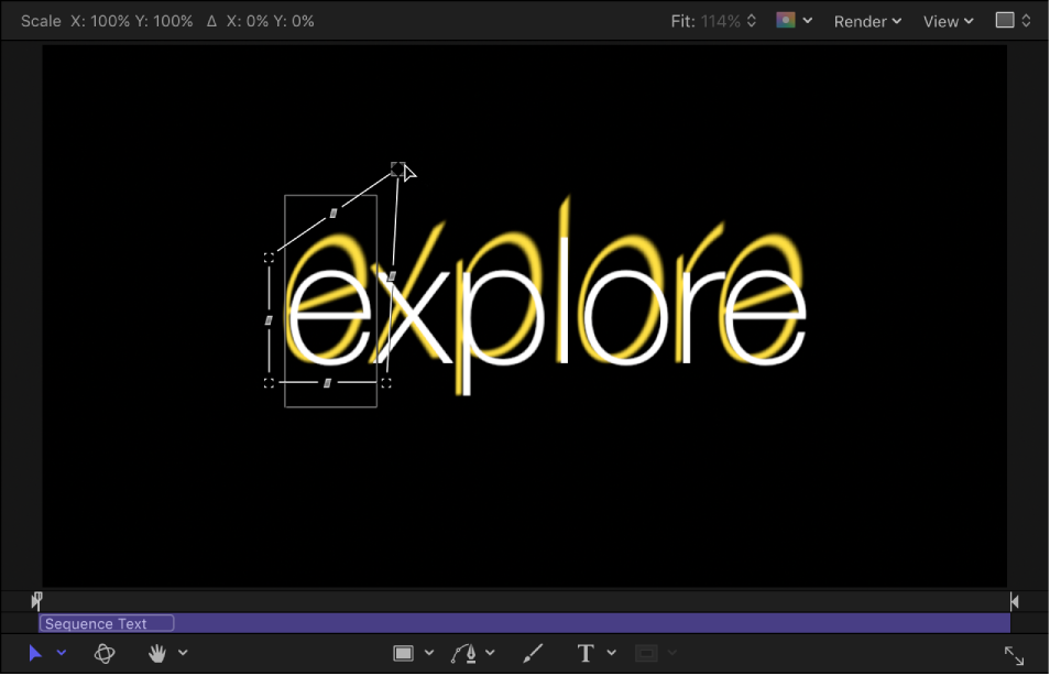 Canvas showing text glow warped