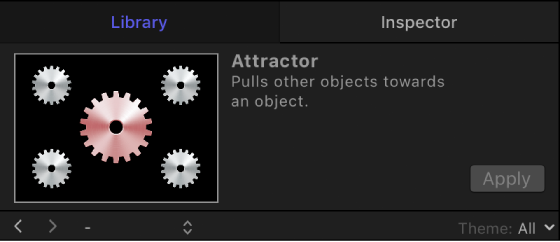 Library preview area showing behavior preview