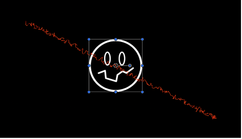 Canvas showing animation path generated by the combination of keyframes and a behavior