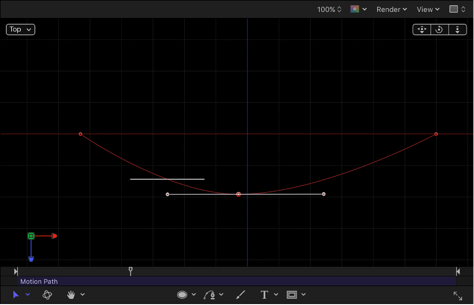 Canvas showing motion path manipulated in 3D space
