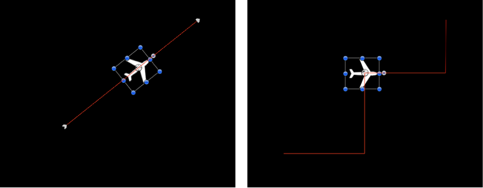 Canvas showing the effect of adding Quantize behavior to an object animated using a Throw behavior