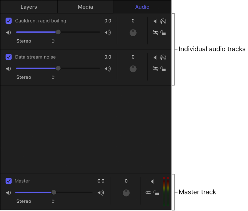 Project pane showing the Audio list