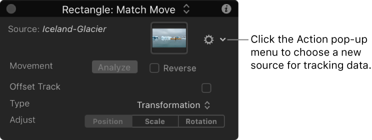 HUD showing Match Move behavior parameters with Action pop-up menu active