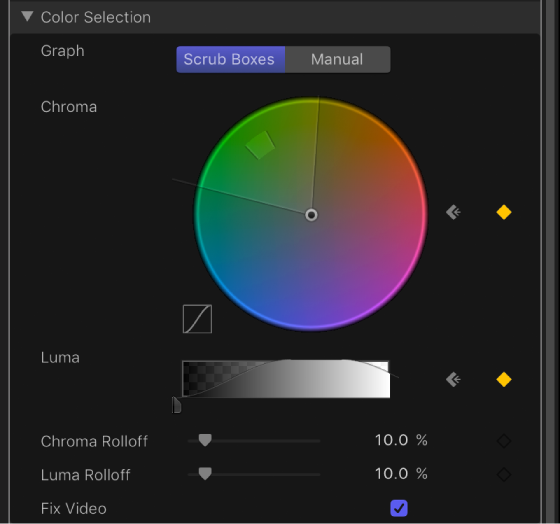 Graph controls within Keyer filter’s Advanced controls
