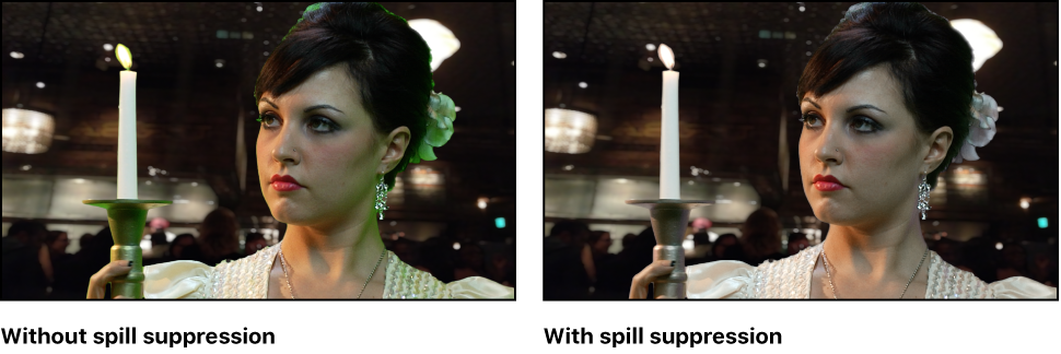 Keyed image with and without Spill Suppression