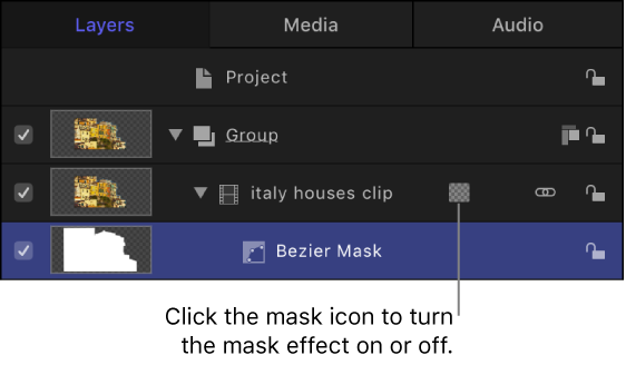 Layers list showing mask icon
