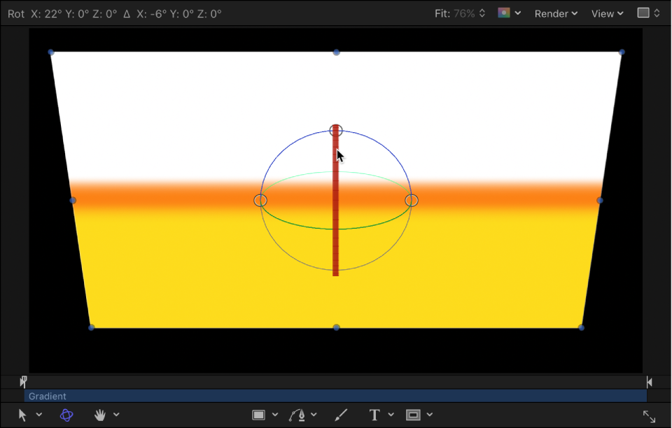 Canvas showing object rotating around X axis