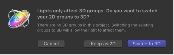 Switch to 3D dialog