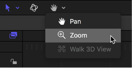 Selecting the Zoom tool from the view tools pop-up menu