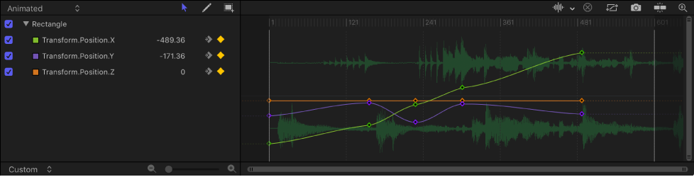 Audio waveform in the Keyframe Editor