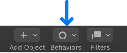 Behaviors pop-up menu in the toolbar