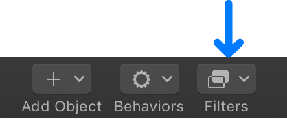 Filters pop-up menu in toolbar