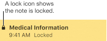 Locked note with a lock icon at the far left