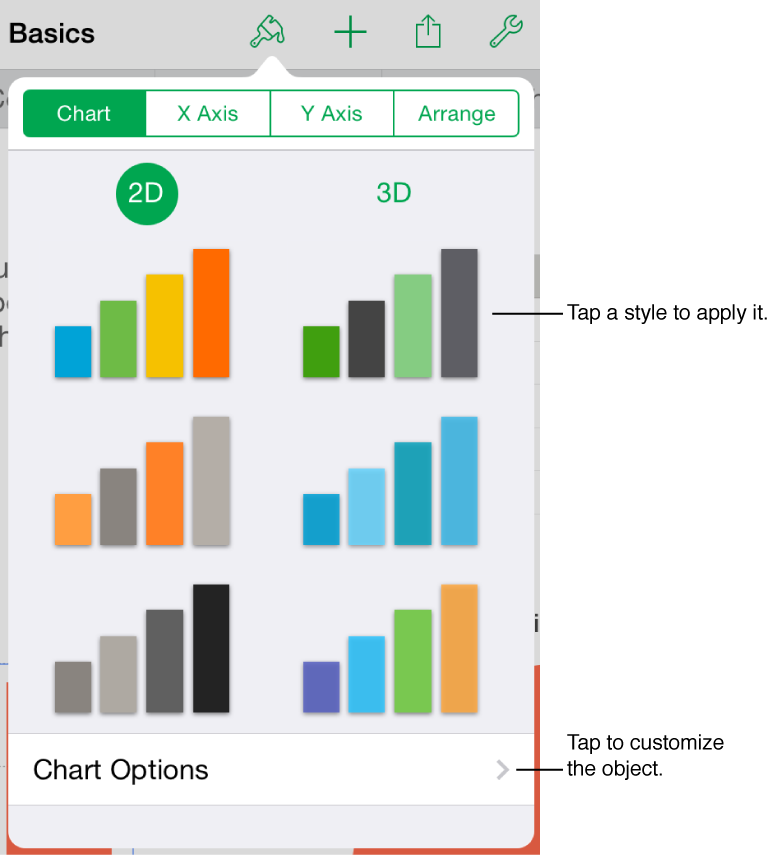 Chart pane of Format inspector
