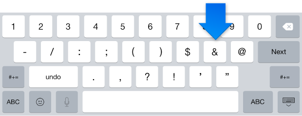 Number keyboard with ampersand key highlighted
