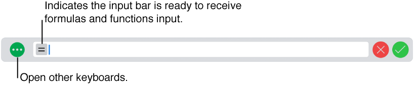 Input bar with functions selected