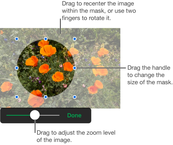 The mask controls over a photo