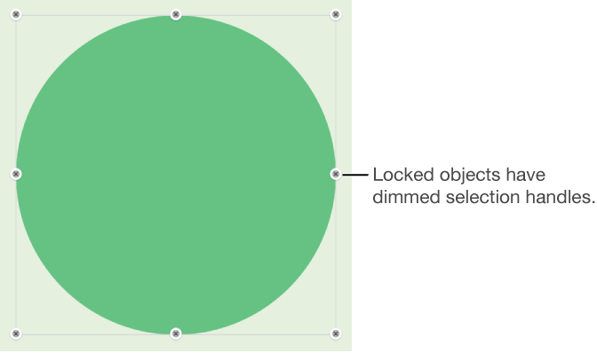 A locked object with dimmed selection handles