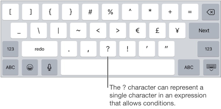 Number keyboard with question mark key highlighted