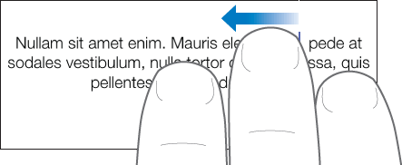 Three fingers swiping left