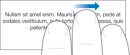 Three fingers swiping right