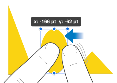 Finger holding an object while another finger swipes towards the object