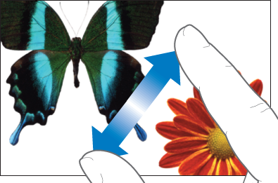 Image of placing two fingers on the screen and spreading them apart