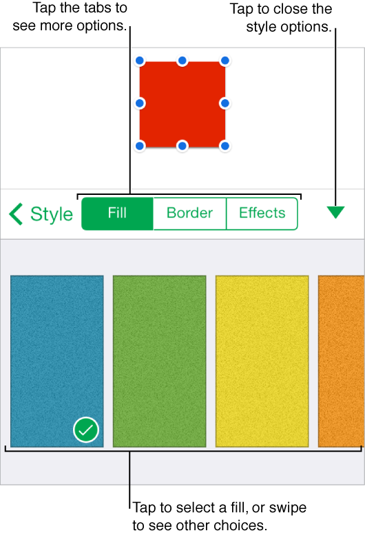 Controls for filling objects with colors