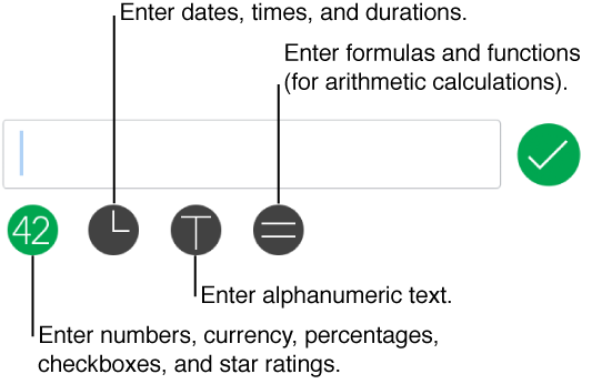 Input bar with buttons to open different keyboards