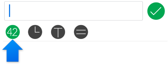 Input bar with number keyboard button highlighted