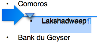 Item being dragged to a new indentation level.