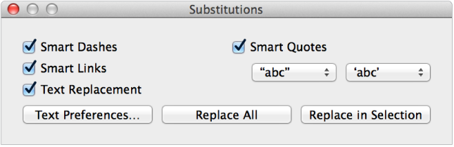 Substitutions window