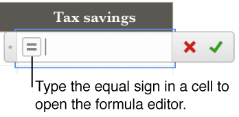 Type equal sign in a cell to open formala editor