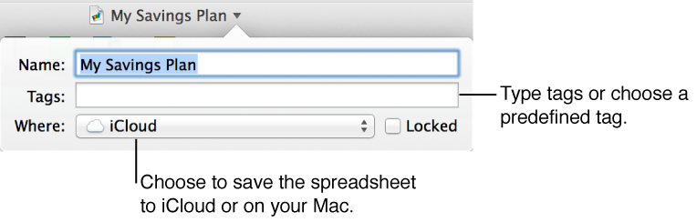Dialog for renaming a spreadsheet