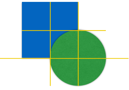 Alignment guidelines over two objects
