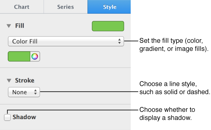 Controls for changing appearance of data series