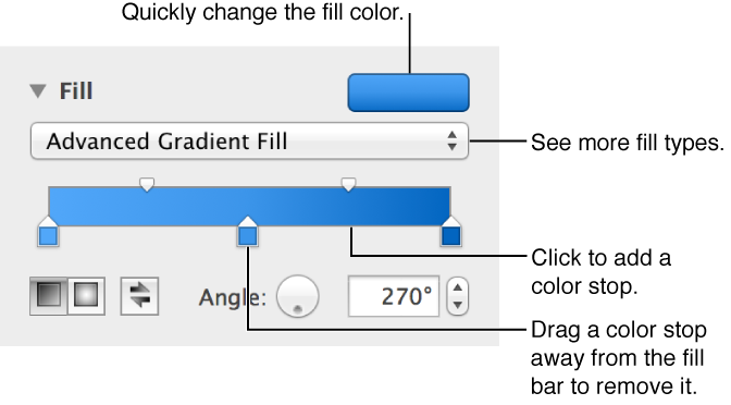 Controls for filling objects with colors