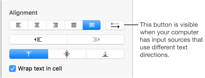 The bidirectional button in the Alignment section of the Format sidebar