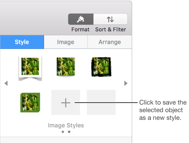 The menu of text box styles with the Add button, and a text box selected.