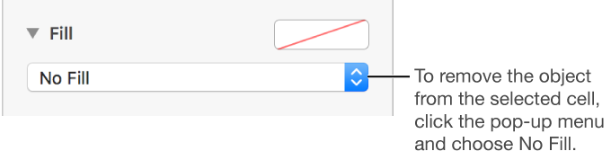 The control for removing an object from the selected cell