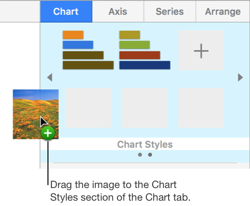 Dragging an image to the chart styles section of the sidebar to create a new style