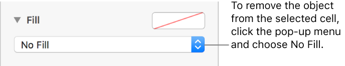 The control for removing an object from the selected cell.