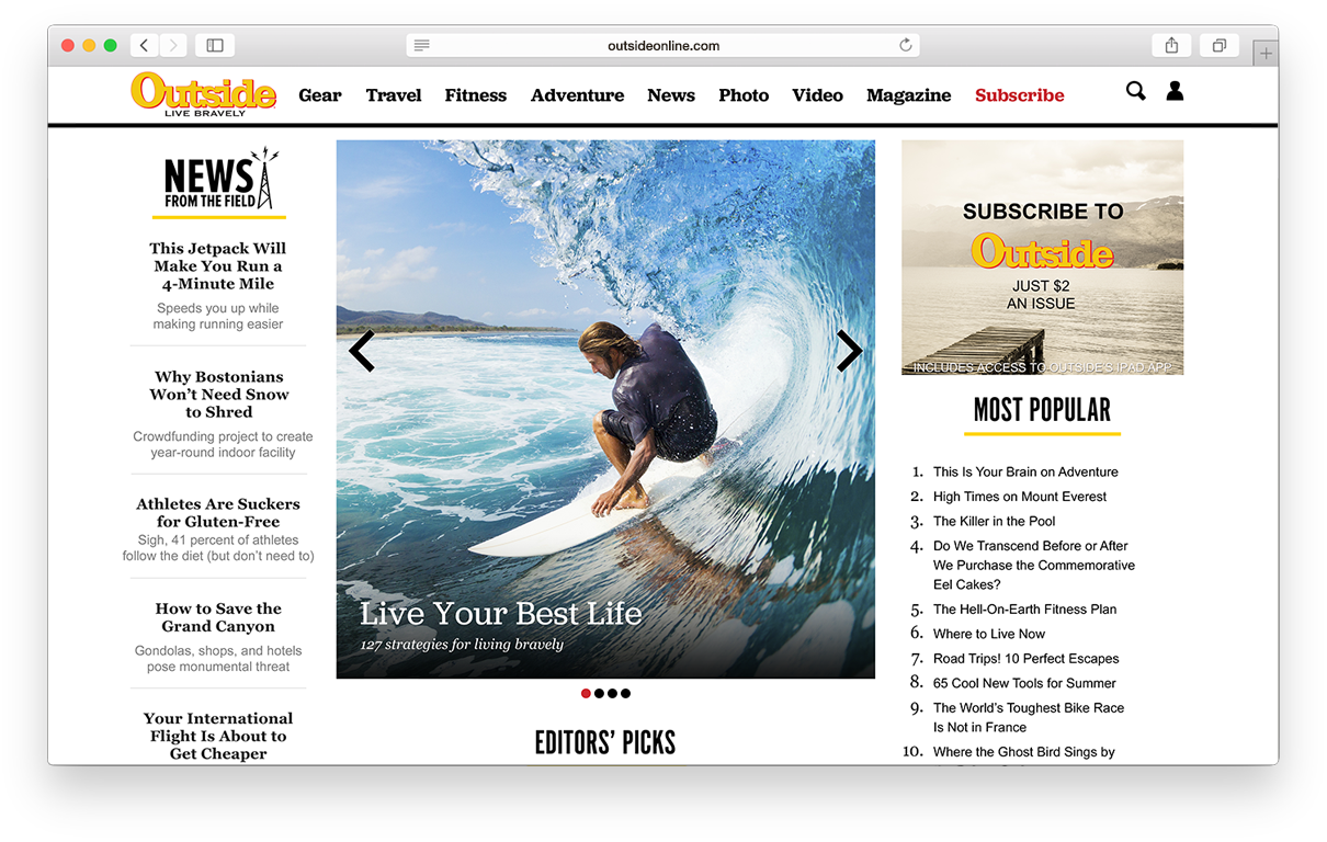 Safari window showing the Favorites dropdown