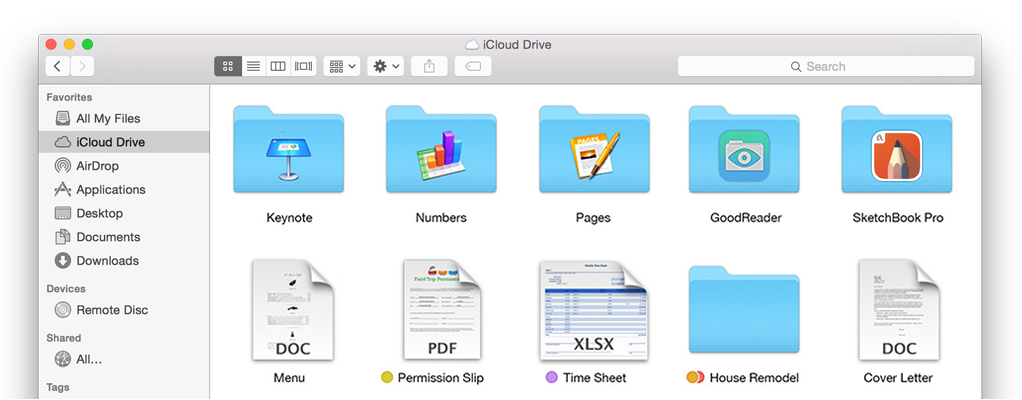 Finder window open to iCloud Drive