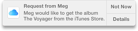 Notification of an Ask to Buy request generated by a child for an album in the iTunes Store