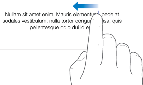Streichbewegung nach links mit einem Finger