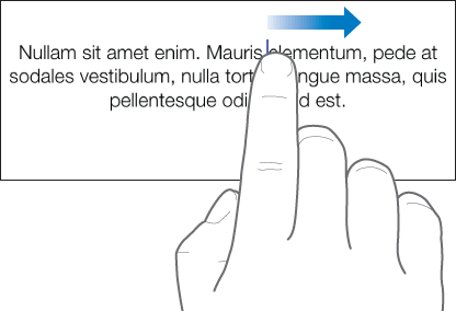 Streichbewegung nach rechts mit einem Finger